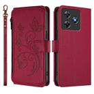 For Blackview Wave 8C / 8 Butterfly Love Flower Multi-card Zipper Wallet Leather Phone Case(Wine Red) - 2