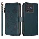 For Blackview Wave 8C / 8 Butterfly Love Flower Multi-card Zipper Wallet Leather Phone Case(Dark Green) - 2