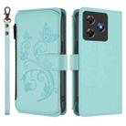 For Blackview Wave 8C / 8 Butterfly Love Flower Multi-card Zipper Wallet Leather Phone Case(Mint Green) - 2
