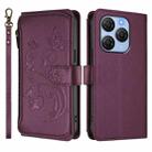 For Blackview Shark 9 5G Butterfly Love Flower Multi-card Zipper Wallet Leather Phone Case(Dark Purple) - 2