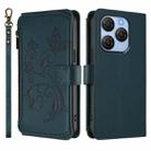 For Blackview Shark 9 5G Butterfly Love Flower Multi-card Zipper Wallet Leather Phone Case(Dark Green) - 2