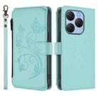 For Blackview Shark 9 5G Butterfly Love Flower Multi-card Zipper Wallet Leather Phone Case(Mint Green) - 2