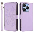 For Blackview Shark 9 5G Butterfly Love Flower Multi-card Zipper Wallet Leather Phone Case(Light Purple) - 2
