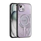 For iPhone 15 ABEEL Ice Fox Series Magsafe Heat Sink Cooling Phone Case(Pink Purple) - 1