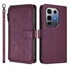 For Infinix Note 50 Pro+ 5G Butterfly Love Flower Multi-card Zipper Wallet Leather Phone Case(Dark Purple) - 2