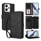 For Infinix Hot 30 Play 4G / NFC 4G Butterfly Love Flower Multi-card Zipper Wallet Leather Phone Case(Black) - 1