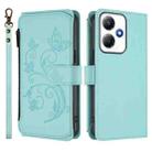 For Infinix Hot 30 Play 4G / NFC 4G Butterfly Love Flower Multi-card Zipper Wallet Leather Phone Case(Mint Green) - 2
