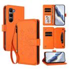 For Infinix Hot 60 4G / 60i 4G Butterfly Love Flower Multi-card Zipper Wallet Leather Phone Case(Orange) - 1