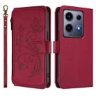 For Infinix Note 30 VIP Butterfly Love Flower Multi-card Zipper Wallet Leather Phone Case(Wine Red) - 2