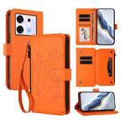 For Infinix Zero 30 5G Butterfly Love Flower Multi-card Zipper Wallet Leather Phone Case(Orange) - 1