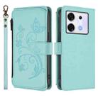 For Infinix Zero 30 5G Butterfly Love Flower Multi-card Zipper Wallet Leather Phone Case(Mint Green) - 2