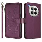 For Infinix Zero 40 4G Butterfly Love Flower Multi-card Zipper Wallet Leather Phone Case(Dark Purple) - 2
