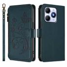 For Itel A90 4G Butterfly Love Flower Multi-card Zipper Wallet Leather Phone Case(Dark Green) - 2