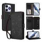 For Itel A90 4G Butterfly Love Flower Multi-card Zipper Wallet Leather Phone Case(Black) - 1