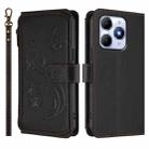 For Itel A90 4G Butterfly Love Flower Multi-card Zipper Wallet Leather Phone Case(Black) - 2