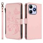 For Itel A90 4G Butterfly Love Flower Multi-card Zipper Wallet Leather Phone Case(Pink) - 2