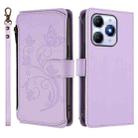 For Itel A90 4G Butterfly Love Flower Multi-card Zipper Wallet Leather Phone Case(Light Purple) - 2