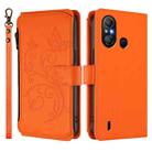 For Itel A58 Lite / A49 Play Butterfly Love Flower Multi-card Zipper Wallet Leather Phone Case(Orange) - 2