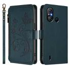 For Itel A58 Lite / A49 Play Butterfly Love Flower Multi-card Zipper Wallet Leather Phone Case(Dark Green) - 2