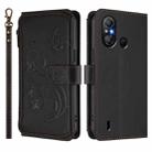 For Itel A58 Lite / A49 Play Butterfly Love Flower Multi-card Zipper Wallet Leather Phone Case(Black) - 2
