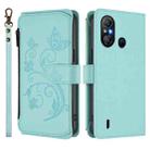 For Itel A58 Lite / A49 Play Butterfly Love Flower Multi-card Zipper Wallet Leather Phone Case(Mint Green) - 2
