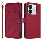 For Itel A80 4G Butterfly Love Flower Multi-card Zipper Wallet Leather Phone Case(Wine Red) - 2