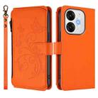For Itel A80 4G Butterfly Love Flower Multi-card Zipper Wallet Leather Phone Case(Orange) - 2