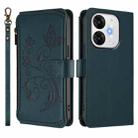 For Itel A80 4G Butterfly Love Flower Multi-card Zipper Wallet Leather Phone Case(Dark Green) - 2