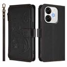 For Itel A80 4G Butterfly Love Flower Multi-card Zipper Wallet Leather Phone Case(Black) - 2