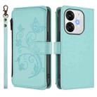 For Itel A80 4G Butterfly Love Flower Multi-card Zipper Wallet Leather Phone Case(Mint Green) - 2
