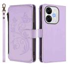 For Itel A80 4G Butterfly Love Flower Multi-card Zipper Wallet Leather Phone Case(Light Purple) - 2