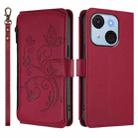 For Itel A50C Butterfly Love Flower Multi-card Zipper Wallet Leather Phone Case(Wine Red) - 2