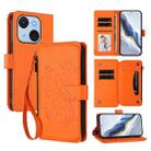 For Itel A50C Butterfly Love Flower Multi-card Zipper Wallet Leather Phone Case(Orange) - 1