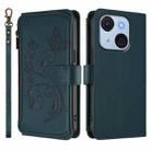 For Itel A50C Butterfly Love Flower Multi-card Zipper Wallet Leather Phone Case(Dark Green) - 2
