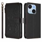 For Itel A50C Butterfly Love Flower Multi-card Zipper Wallet Leather Phone Case(Black) - 2