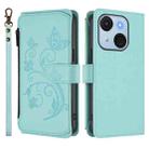 For Itel A50C Butterfly Love Flower Multi-card Zipper Wallet Leather Phone Case(Mint Green) - 2