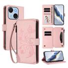 For Itel A50C Butterfly Love Flower Multi-card Zipper Wallet Leather Phone Case(Pink) - 1