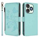For Itel A50 Butterfly Love Flower Multi-card Zipper Wallet Leather Phone Case(Mint Green) - 2