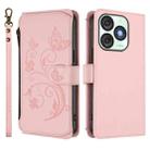 For Itel A50 Butterfly Love Flower Multi-card Zipper Wallet Leather Phone Case(Pink) - 2