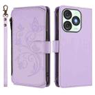 For Itel A50 Butterfly Love Flower Multi-card Zipper Wallet Leather Phone Case(Light Purple) - 2