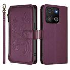 For Itel A05s Butterfly Love Flower Multi-card Zipper Wallet Leather Phone Case(Dark Purple) - 2