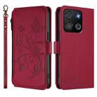For Itel A05s Butterfly Love Flower Multi-card Zipper Wallet Leather Phone Case(Wine Red) - 2