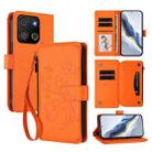 For Itel A05s Butterfly Love Flower Multi-card Zipper Wallet Leather Phone Case(Orange) - 1