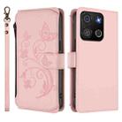 For Itel A05s Butterfly Love Flower Multi-card Zipper Wallet Leather Phone Case(Pink) - 2