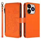 For Itel A70 Butterfly Love Flower Multi-card Zipper Wallet Leather Phone Case(Orange) - 2