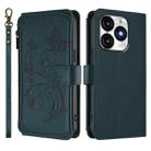 For Itel A70 Butterfly Love Flower Multi-card Zipper Wallet Leather Phone Case(Dark Green) - 2