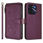 For Itel A60 / A60S Butterfly Love Flower Multi-card Zipper Wallet Leather Phone Case(Dark Purple) - 2