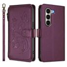 For Itel A95 5G Butterfly Love Flower Multi-card Zipper Wallet Leather Phone Case(Dark Purple) - 2