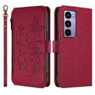 For Itel City 100 Butterfly Love Flower Multi-card Zipper Wallet Leather Phone Case(Wine Red) - 2