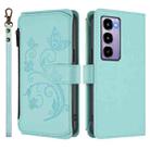 For Itel City 100 Butterfly Love Flower Multi-card Zipper Wallet Leather Phone Case(Mint Green) - 2